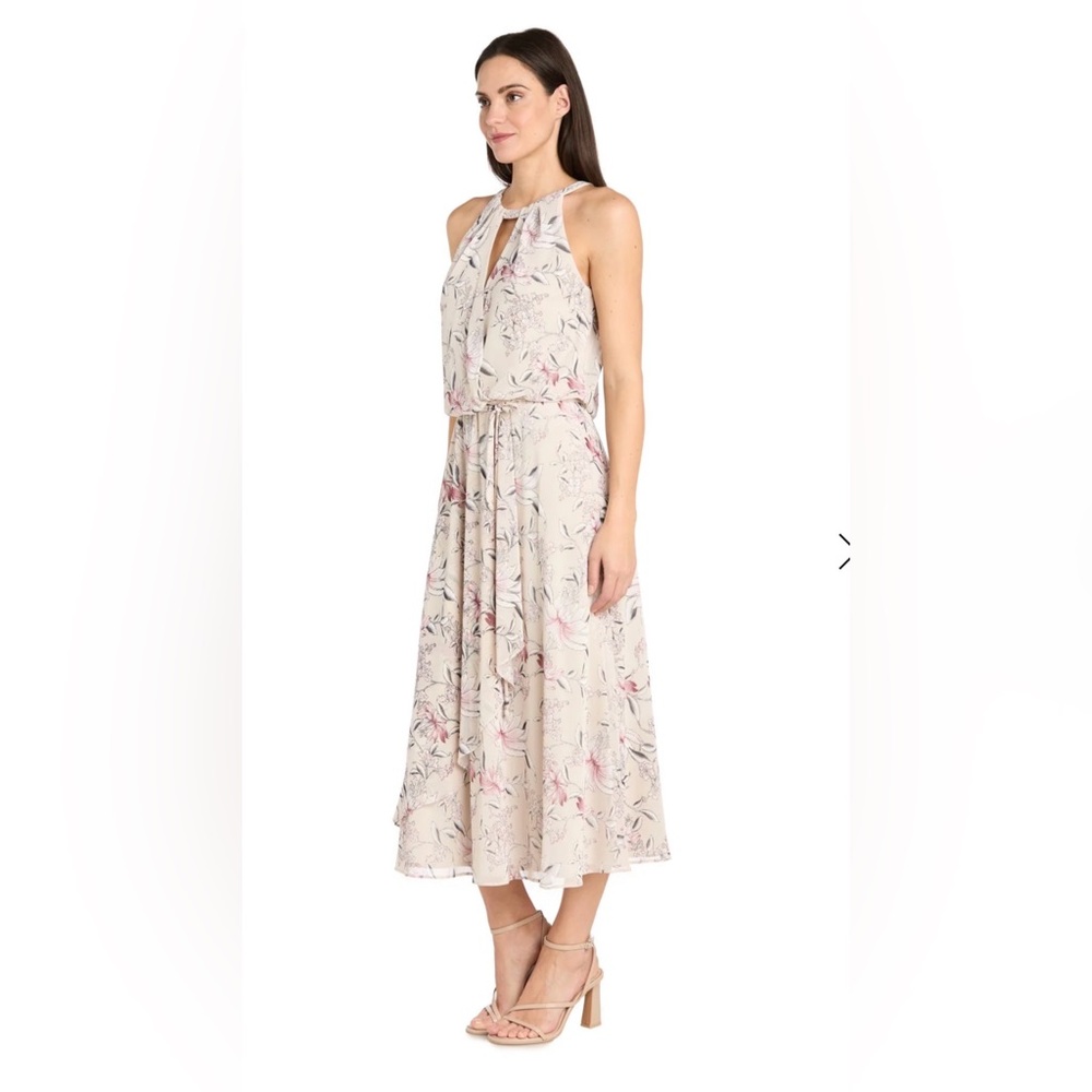 (NWT) R&M Richards 4 Petite Floral Chiffon Midi Dress / cocktail dress
